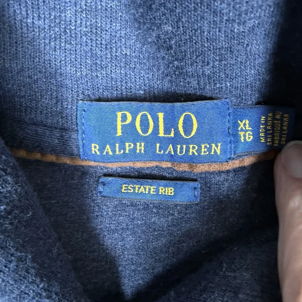 Polo Ralph Lauren Pullover Men's‎ XL Blue Shawl Neck Estate Ribbed Preppy